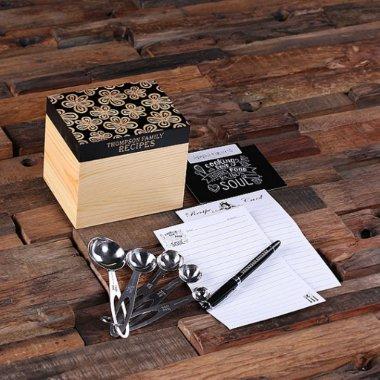 Black Floral Set: Measuring Spoons,  & Box