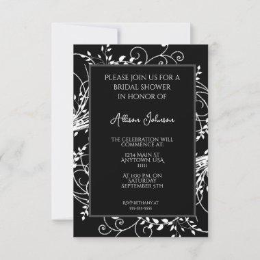 Black Flourish Bridal Shower Invitations