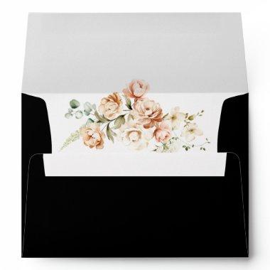 Black Formal Royal Floral Wedding Invitations Envelope