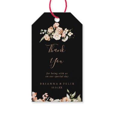 Black Formal Royal Floral Wedding Thank You Gift Tags