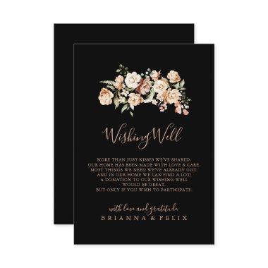 Black Formal Royal Floral Wedding Wishing Well Enclosure Invitations