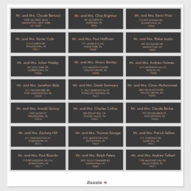Black Formal Royal Wedding Guest Address Label