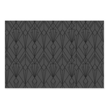 Black geometric art deco vintage pattern wrapping paper sheets