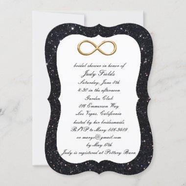 Black Glitter Gold Infinity Bridal Shower Invite