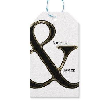 Black & Gold Ampersand Chic Wedding Favor Gift Tags
