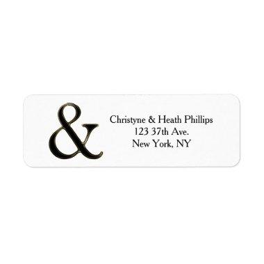 Black & Gold Ampersand Chic Wedding  Label