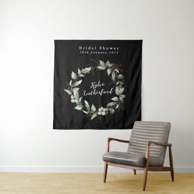 Black Gold Botanical Succulent Bridal Shower Tapestry