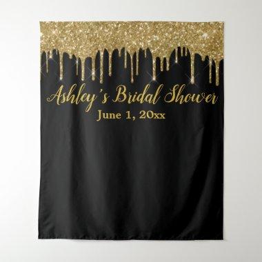 Black Gold Bridal Shower Backdrop Photo Booth Prop