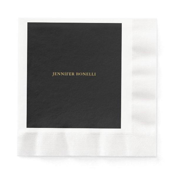 Black Gold Colors Professional Trendy Modern Plain Napkins