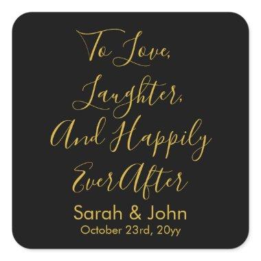 Black Gold Custom Wedding Reception Personalized Square Sticker