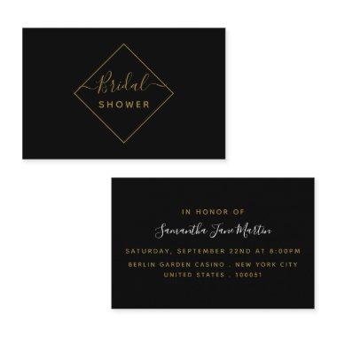 Black & Gold Diamond Bridal Shower Ticket Invite