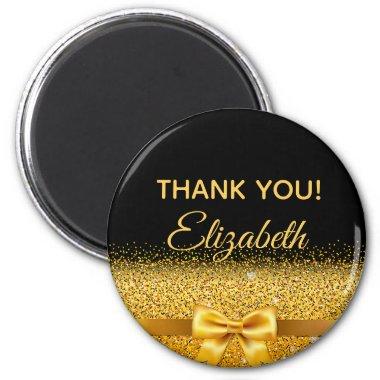 Black gold elegant Thank You birthday name Magnet