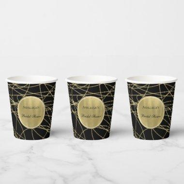 Black Gold Glam Abstract  Paper Cups