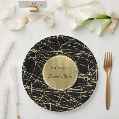 Black Gold Glam Abstract  Paper Plates