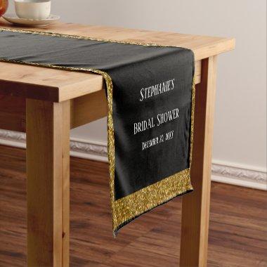 Black Gold Glitter  Wedding 2024 Short Table Runner