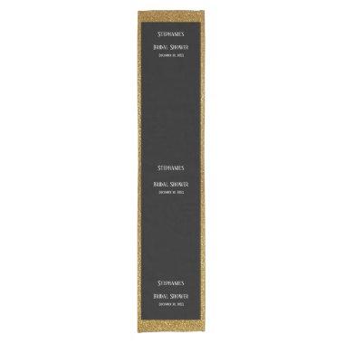 Black Gold Glitter  Wedding Cool Short Table Runner