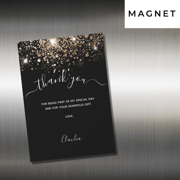 Black gold glitter thank you magnet Invitations