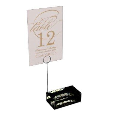 Black & Gold Greenery Fall Wedding Reception Decor Place  Holder