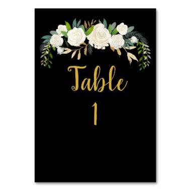 Black & Gold Greenery Reception Fall Wedding Decor Table Number