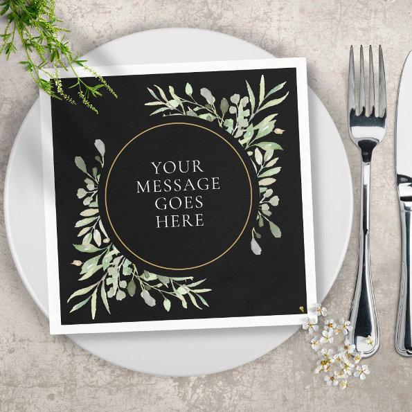 Black Gold Greenery Soft Eucalyptus Leaves Napkins