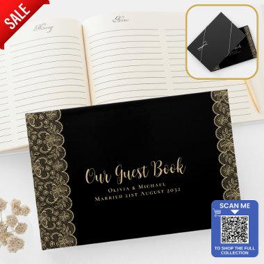 Black Gold Lace Guest Book