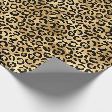 Black Gold Leopard Cheetah Animal Print Wrapping Paper