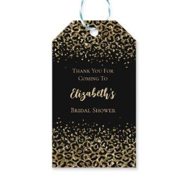 Black Gold Leopard Print Glitter Bridal Shower Gift Tags