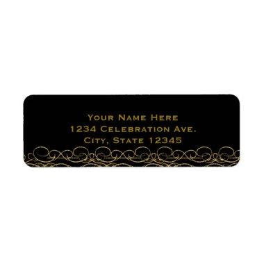 Black & Gold Modern Swirl Elegant  Label