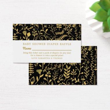 Black & Gold Oriental Floral, Diaper Raffle Ticket
