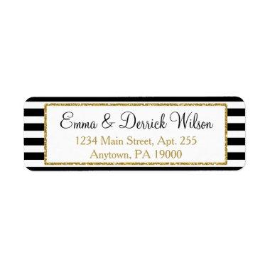 Black Gold Return Address Labels Elegant Shower