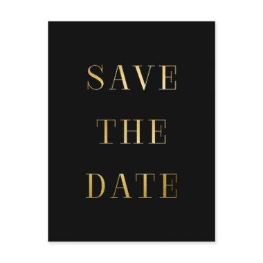 Black & Gold SAVE THE DATE Modern Type Post