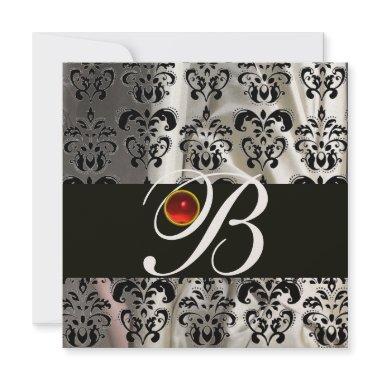BLACK GOLD SILK DAMASK CLOTH MONOGRAM RED RUBY