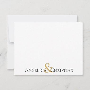 Black Gold Stripes Couples Personalized Stationery Note Invitations
