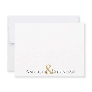 Black Gold Stripes Couples Personalized Stationery Note