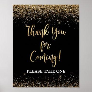 Black & Gold Thank You For Coming Favor Table Sign