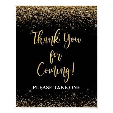 Black & Gold Thank You For Coming Favor Table Sign