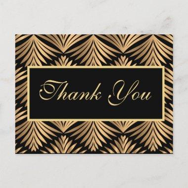 Black Gold Thank You Gatsby Black Art Deco Wedding PostInvitations