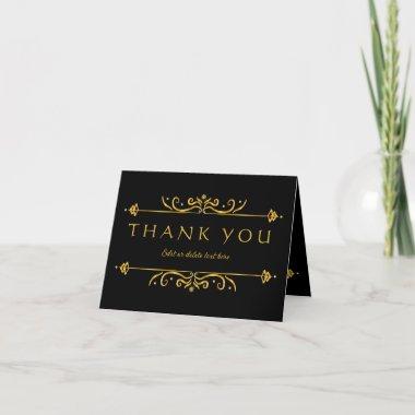 Black & Gold Thank You Welcome Invitations