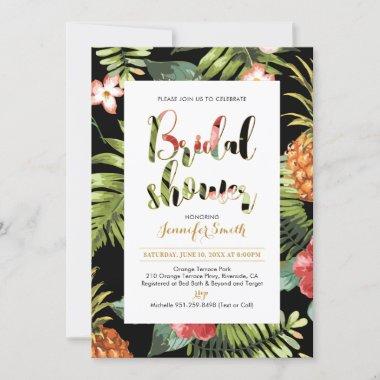 Black & Gold | Tropical Bridal Shower Invitations