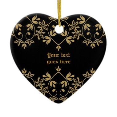 Black golden damask border custom ornament