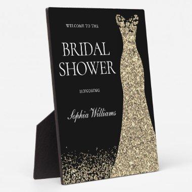 Black Golden Dress Bridal Shower Welcome Entrance Plaque