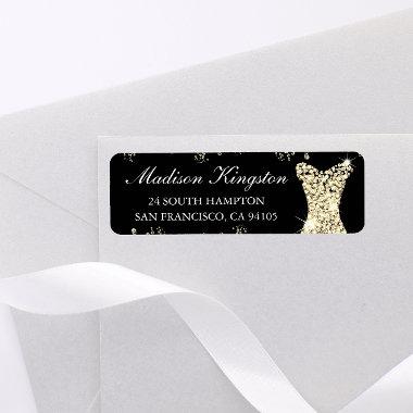 Black Golden Glitter Dress Birthday Party Bridal Label