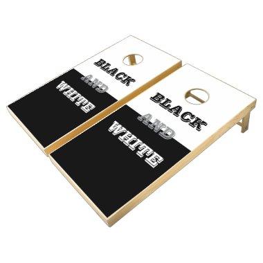 Black Gray White Text And Solid Colors Design Cornhole Set