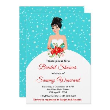 Black Hair Bride Snowflake Blue