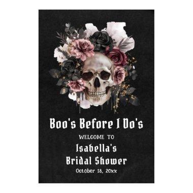 Black Halloween Floral Skull  Welcome Poster