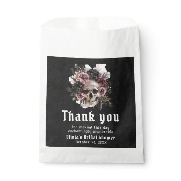Black Halloween Floral Skull Gothic  Favor Bag