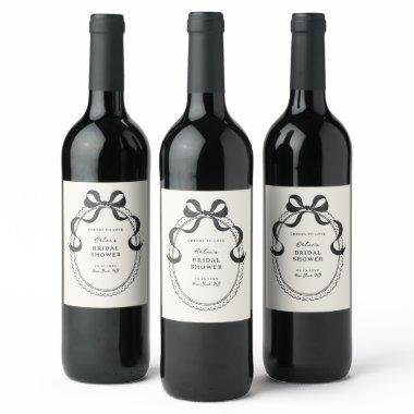Black Hand Drawn Bow Frame  Wine Label
