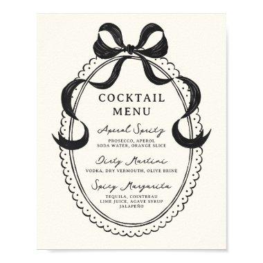 Black Hand Drawn Bow Frame Cocktail Menu Poster
