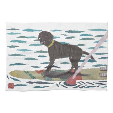 Black Lab, Labrador Retriever, Beach Dog Kitchen Towel