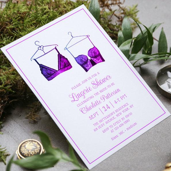 Black Lace Watercolor Lingerie Bridal Shower Invitations